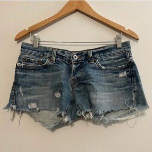 Lucky Brand Dungarees Perfectly Frayed and Aged Jean Shorts